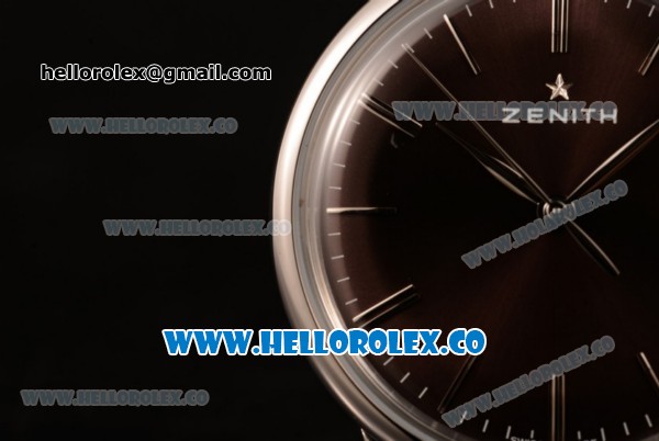 Zenith Vintage Miyota 9015 Automatic Steel Case with Brown Dial and Brown Leather Strap - (AAAF) - Click Image to Close