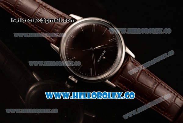 Zenith Vintage Miyota 9015 Automatic Steel Case with Brown Dial and Brown Leather Strap - (AAAF) - Click Image to Close