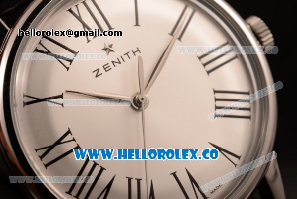 Zenith Vintage Miyota 9015 Automatic Steel Case with White Dial and Black Leather Strap - (AAAF) - Click Image to Close