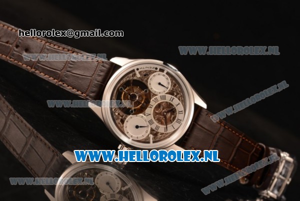 Zenith Chronomaster El Primero Tourbillon Manual Winding Steel Case with Skeleton Dial and Brown Leather Strap - Click Image to Close