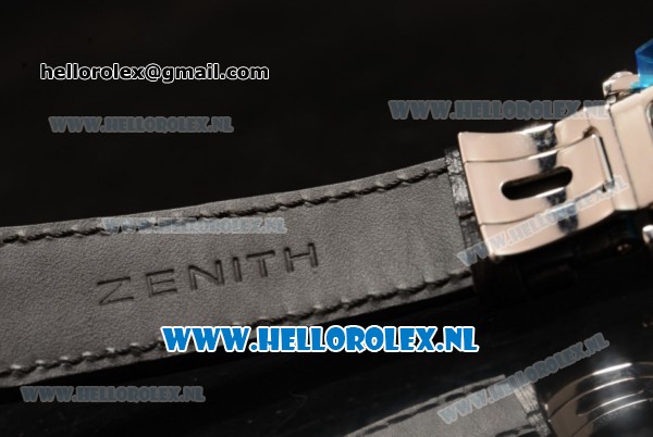 Zenith Chronomaster El Primero Tourbillon Manual Winding Steel Case with Skeleton Dial and Black Leather Strap - Click Image to Close