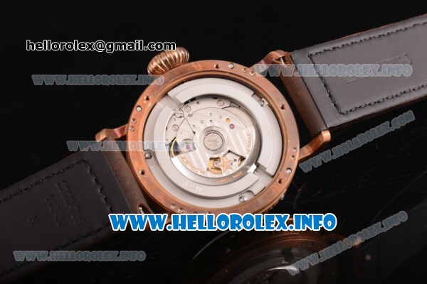 Zenith Pilot Type 20 Extra Special Miyota 9015 Automatic Rose Gold Case with Black Dial Number Markers and Brown Leather Strap - 1:1 Original - Click Image to Close