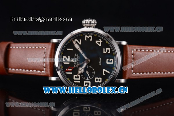 Zenith Pilot Type 20 GMT Asia ST25 Automatic Steel Case with Black Dial and Arabic Numeral Markers - Click Image to Close