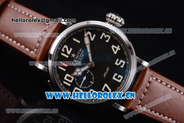 Zenith Pilot Type 20 GMT Asia ST25 Automatic Steel Case with Black Dial and Arabic Numeral Markers - Click Image to Close