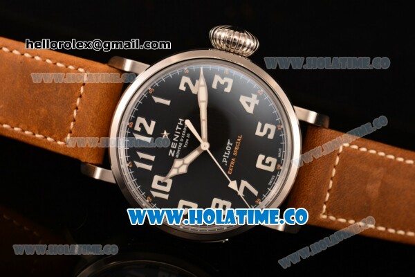 Zenith Pilot Type 20 Extra Special Swiss ETA 2824 Automatic Steel Case with Black Dial and White Arabic Numeral Markers - Click Image to Close