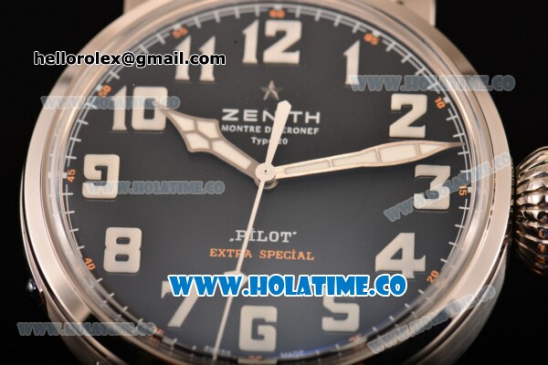 Zenith Pilot Type 20 Extra Special Swiss ETA 2824 Automatic Steel Case with Black Dial and White Arabic Numeral Markers - Click Image to Close