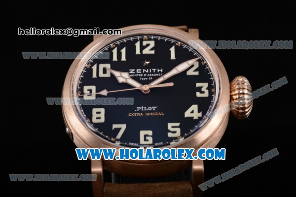 Zenith Pilot Type 20 Extra Special Swiss ETA 2824 Automatic Rose Gold Case with Black Dial and Arabic Numeral Markers - 1:1 Original (KW) - Click Image to Close