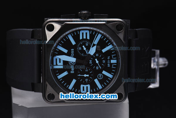 Bell & Ross BR 01-94 Automatic Movement PVD Casing with Blue marking Black Bezel and Rubber Strap - Click Image to Close