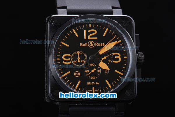 Bell & Ross BR 01-94 Chronograph Quartz with Black Dial,Orange Markers-Rubber Strap - Click Image to Close
