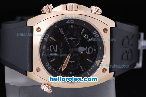 Bell & Ross BR 02-94 Automatic with Black Dial,Gold Case and Rubber Strap - Click Image to Close