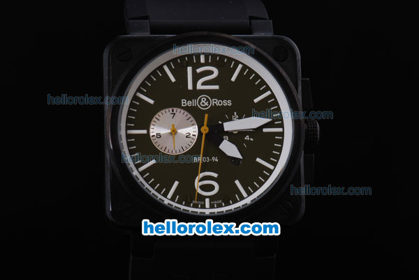 Bell & Ross BR 03-94 Automatic Movement PVD Case with Black Dial and White Marker-Black Rubber Strap - Click Image to Close