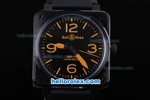 Bell & Ross BR 01-92 Asia ETA 2892 Movement Black carbon dial, Orange- Marking and Black Bezel - Click Image to Close