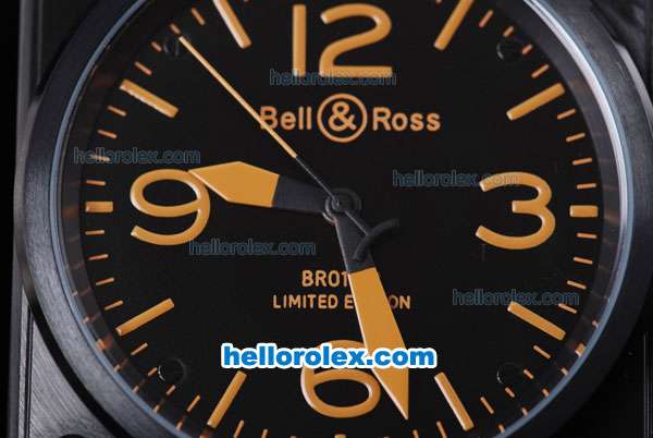 Bell & Ross BR 01-92 Asia ETA 2892 Movement Black carbon dial, Orange- Marking and Black Bezel - Click Image to Close