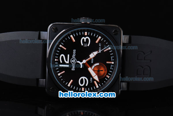 Bell & Ross BR 01-97 Automatic Movement with Black Dial and PVD Black Case-Black Rubber Strap - Click Image to Close