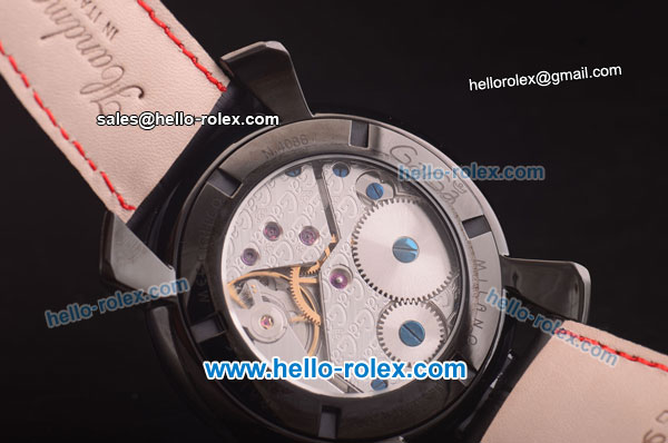 Gaga Milano Italy Asia 6497 Manual Winding PVD Case with Black Dial and Black Strap - colorized Markers - Click Image to Close