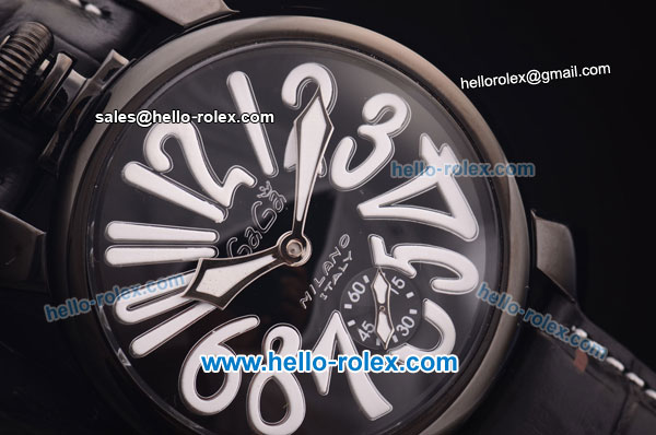 Gaga Milano Italy Asia 6497 Manual Winding PVD Case with Black Dial and Black Strap-White Markers - Click Image to Close