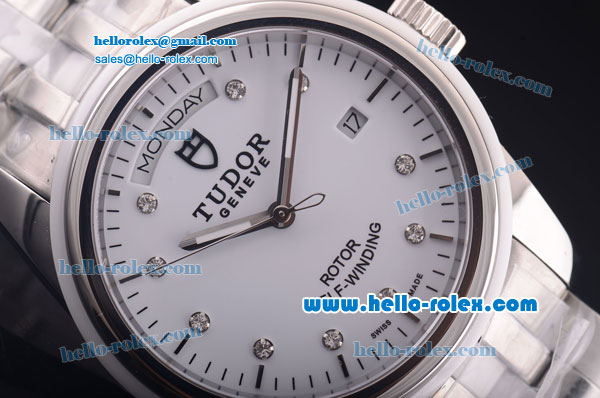 Tudor Day-Date Rotor Self-Winding Automatic Steel Case with Ceramic Bezel and White Dial-ETA Coating - Click Image to Close
