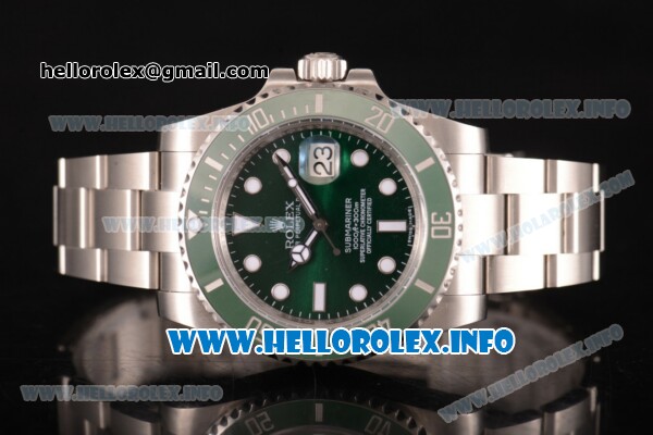 Rolex Submariner Clone Rolex 3135 Automatic Stainless Steel Case/Bracelet with Green Dial and Dot Markers (NOOB) - Click Image to Close