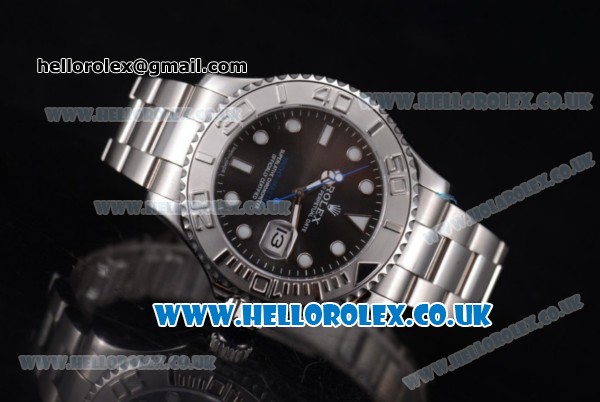 Rolex Yacht-Master Asia 2813 Automatic Stainless Steel Case/Bracelet with Black Dial and Dot Markers - Click Image to Close