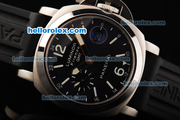 Panerai Firenze GMT PAM 228 Special 2005 Edition Swiss Valjoux 7750 Automatic Movement Blue Dial With Black Rubber Strap 1:1 - Click Image to Close
