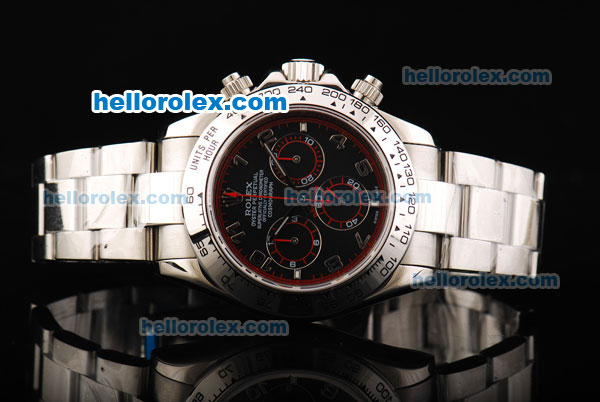 Rolex Daytona Swiss Valjoux 7750 Chronograph Automatic Movement Full Steel with Black Dial and Arabic Numerals - Click Image to Close