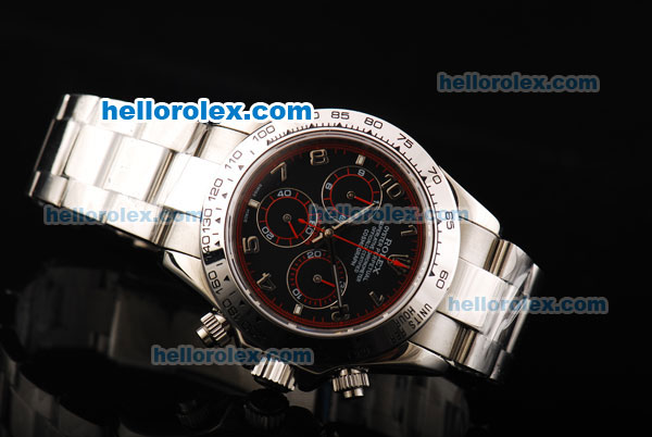 Rolex Daytona Swiss Valjoux 7750 Chronograph Automatic Movement Full Steel with Black Dial and Arabic Numerals - Click Image to Close
