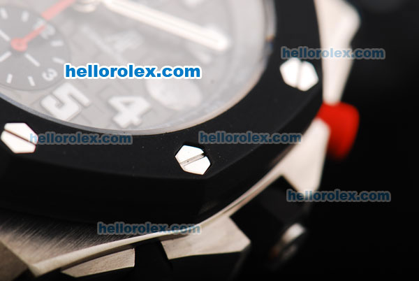 Audemars Piguet Royal Oak Offshore Chronograph Swiss Valjoux 7750 Automatic Movement Titanium Case with Black Bezel and White Arabic Numerals - Click Image to Close