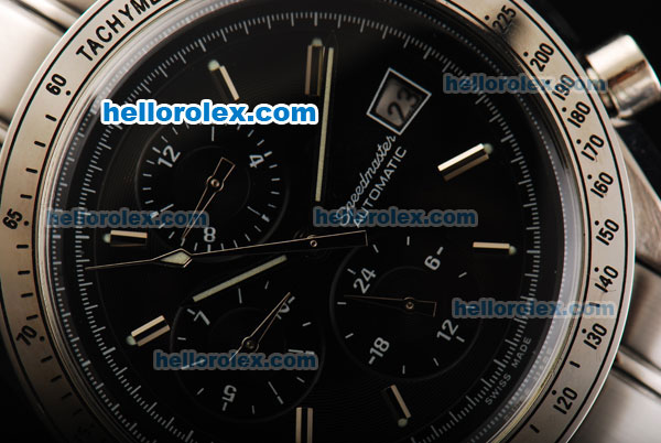 Omega Speedmaster Automatic Movement Black Dial with Stick Markers and Steel Strap - Click Image to Close