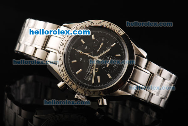 Omega Speedmaster Automatic Movement Black Dial with Stick Markers and Steel Strap - Click Image to Close