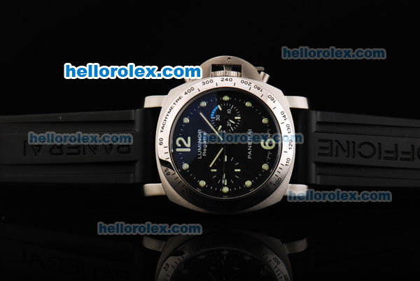 Panerai Luminor Regatta Pam 308 Automatic Movement Blue Dial with Green Dot Markers and Black Rubber Strap - Click Image to Close