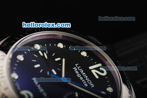 Panerai Luminor Regatta Pam 308 Automatic Movement Blue Dial with Green Dot Markers and Black Rubber Strap - Click Image to Close