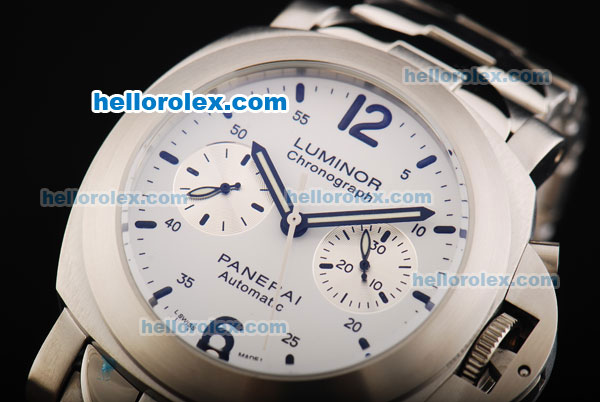 Panerai Luminor PAM 253 Automatic Movement Full Steel with White Dial and Black Stick Markers - Click Image to Close