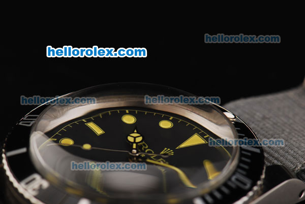 Rolex Submariner Swiss ETA 2836 Automatic Movement Black Dial with Yellow Markers and Black Bezel - Click Image to Close