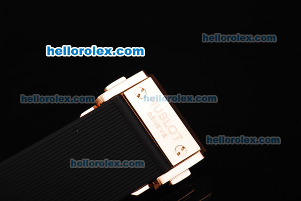 Hublot Big Bang Swiss Quartz Movement Black Grid Dial with Diamond Bezel and Rose Gold Stick Markers-Lady Size - Click Image to Close