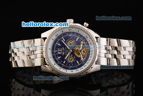 Breitling for Bentley Motors Tourbillon Automatic Movement Full Steel with Blue Dial and Stick Markers - Click Image to Close