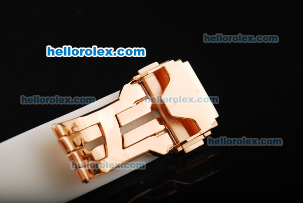 Hublot Big Bang Swiss Quartz Movement Rose Gold Case with White Dial and Diamond Bezel -Lady Model - Click Image to Close