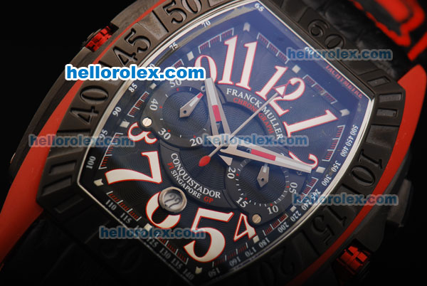 Franck Muller Conquistador F1 Singapore GP Quartz Movement Black Dial with PVD Bezel and White Arabic Numeral Markers - Click Image to Close