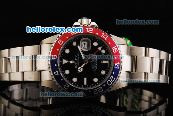 Rolex GMT-Master II Oyster Perpetual Swiss ETA 2836 Automatic Movement Steel Case with Black Dial and Two Tone Bezel - Click Image to Close