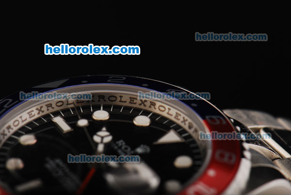Rolex GMT-Master II Oyster Perpetual Swiss ETA 2836 Automatic Movement Steel Case with Black Dial and Two Tone Bezel - Click Image to Close