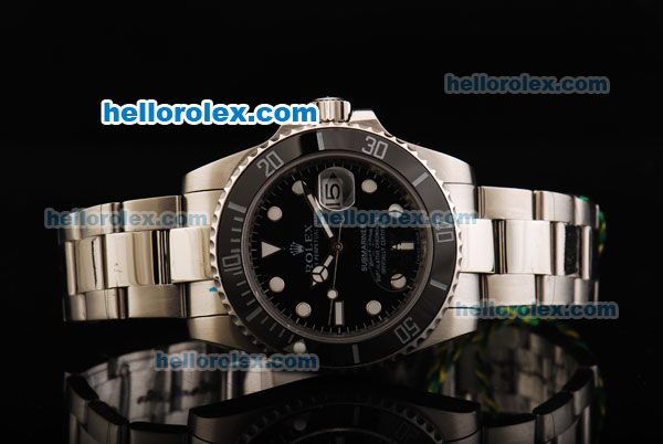 Rolex Submariner Oyster Perpetual Swiss ETA 2836 Automatic Movement Steel Case with Black Dial and Black Bezel - Click Image to Close