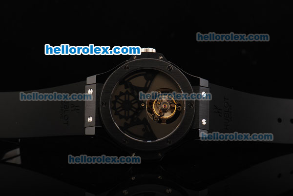 Hublot Big Bang Tourbillon Manual Winding Movement Ceramic Case and Bezel with Grey Dial and Black Rubber Strap-Limited Edition - Click Image to Close