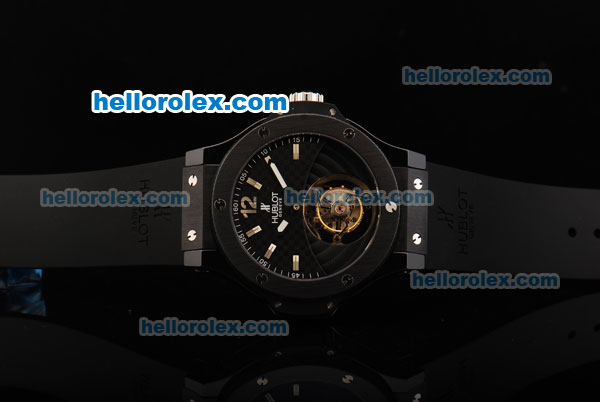 Hublot Big Bang Tourbillon Manual Winding Movement Ceramic Case and Bezel with Black Dial and Stick Markers-Limited Edition - Click Image to Close