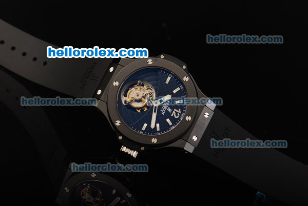 Hublot Big Bang Tourbillon Manual Winding Movement Ceramic Case and Bezel with Black Dial and Stick Markers-Limited Edition - Click Image to Close