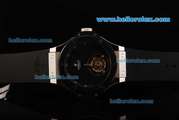 Hublot Big Bang Tourbillon Manual Winding Movement Black Dial with PVD Bezel and Black Rubber Strap-Limited Edition - Click Image to Close