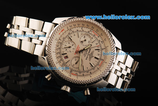 Breitling Bentley Motors Swiss Valjoux 7750 Automatic Movement Full Steel with Cream Dial and Honeycomb Bezel-Special Edition - Click Image to Close