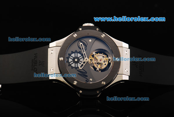 Hublot Big Bang Tourbillon Manual Winding Movement Steel Case with Grey Dial and PVD Bezel-Limited Edition - Click Image to Close