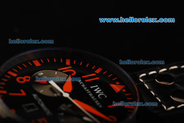 IWC Big Pilot Automatic Movement PVD Case with Black Dial and Red Arabic Numerals - Click Image to Close