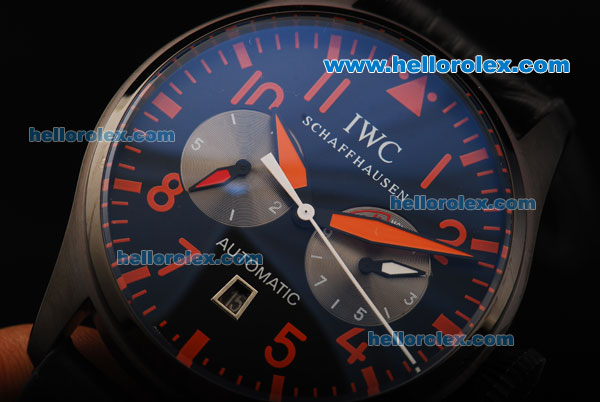 IWC Big Pilot Automatic Movement PVD Case with Black Dial and Red Arabic Numerals - Click Image to Close