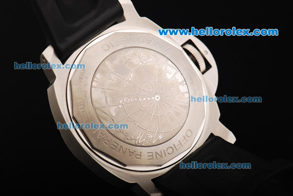 Panerai Pam 186 Luminor Arktos GMT Swiss Valjoux 7750 Automatic Movement Steel Case with Black Dial and Black Rubber Strap - Click Image to Close