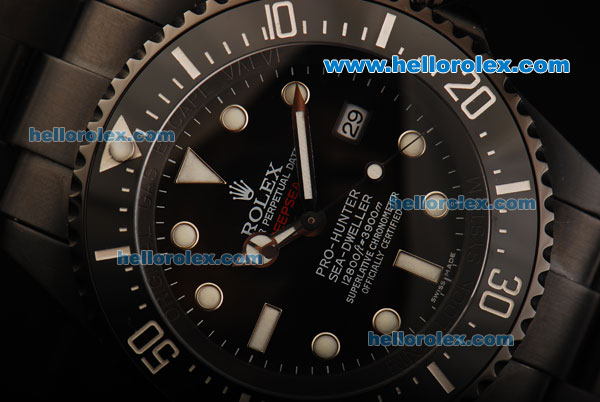 Rolex Sea-Dweller Deepsea Swiss ETA 3135 Automatic Movement PVD Case with Black Dial and White Markers-Jacques Piccard Edition - Click Image to Close